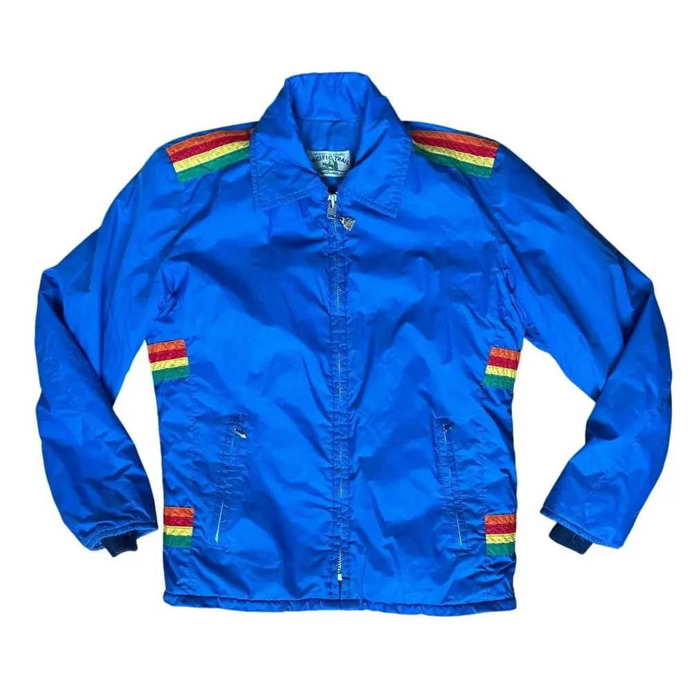 Pacific Trail Vintage Mens Winter Jacket Size Medium in Blue 70s Retro Classic